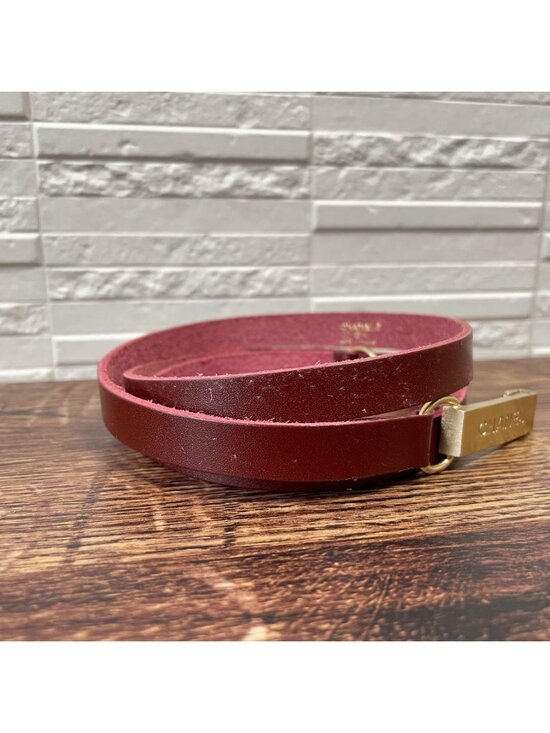 Chanel Leather Gold Buckle Logo Narrow Belt Bordeaux